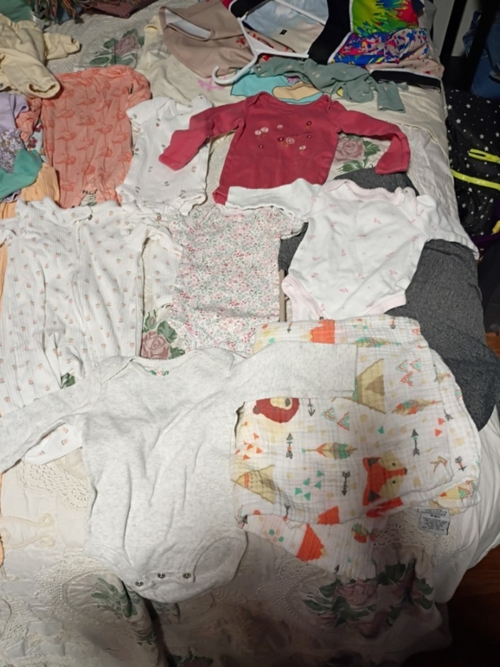 Mixed Baby Girl Bodysuits & Swaddles - Pink, Coral, White, Gray